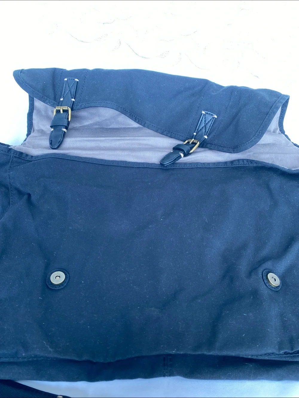 J. Crew Black Canvas Messenger with Buckle Detail